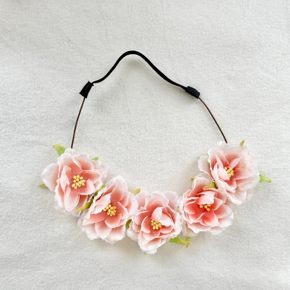 Boho festival cosplay Pink Flower Crown